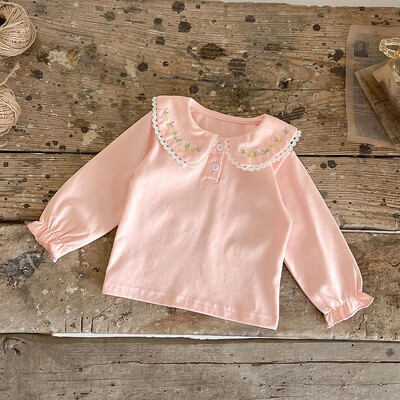 Μακρυμάνικο μπλουζάκι για κοριτσάκι 2024 Βρεφικό καρό λουλουδάτο μπλουζάκι για βρεφικά ρούχα Κορίτσια πουκάμισο με κάτω φθινόπωρο