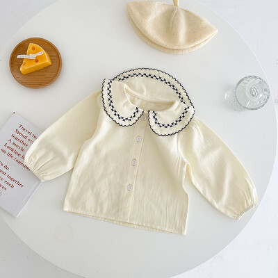 Μακρυμάνικο μπλουζάκι για κοριτσάκι 2024 Βρεφικό καρό λουλουδάτο μπλουζάκι για βρεφικά ρούχα Κορίτσια πουκάμισο με κάτω φθινόπωρο