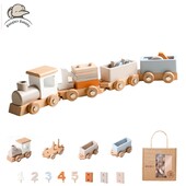 Ξύλινο τρένο Παιχνίδι γενεθλίων Montessori Toys Baby Εκπαιδευτικά παιχνίδια Ξύλινο τρόλεϊ Baby Learning Toys Number Of Wood Baby`s Toys