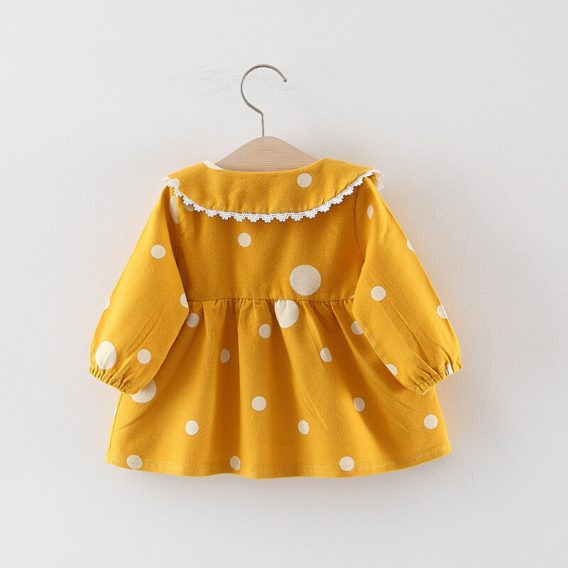 Pavasara un rudens zīdaiņu apģērbi Meiteņu mazulītei Modes lelles apkakle ar garām piedurknēm, krekls ar punktveida apdruku