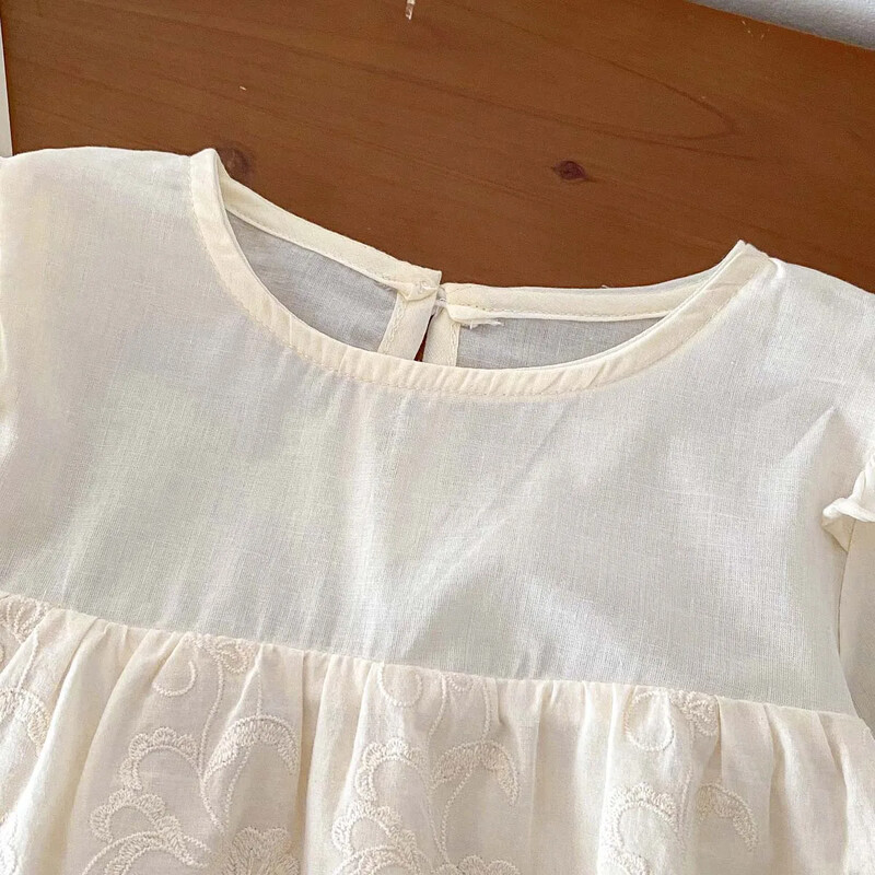 Korėjietiško stiliaus nėrinių kraštas ilgomis rankovėmis moterims, kūdikiams, mielas princesės marškinėliai, universalūs madingi drabužiai vaikams