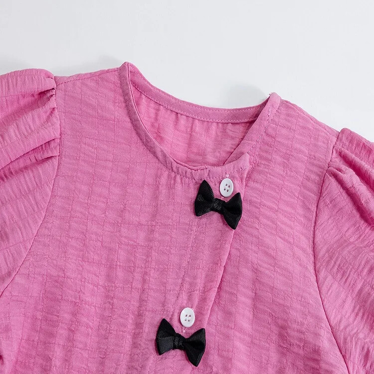 2024 nyári új koreai stílusú női rövid ujjú ing Baby Fresh csokor Divatos gyermekruházat Kínából