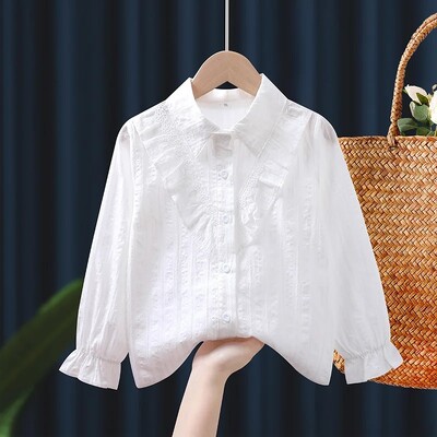 2024 m. Nauji grynos medvilnės moteriški marškinėliai kūdikiams ilgomis rankovėmis, lengvi vasariniai striukė Tarpvalstybinės prekybos vaikiški drabužiai