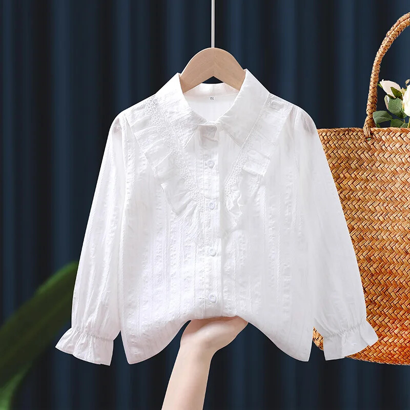 2024 m. Nauji grynos medvilnės moteriški marškinėliai kūdikiams ilgomis rankovėmis, lengvi vasariniai striukė Tarpvalstybinės prekybos vaikiški drabužiai