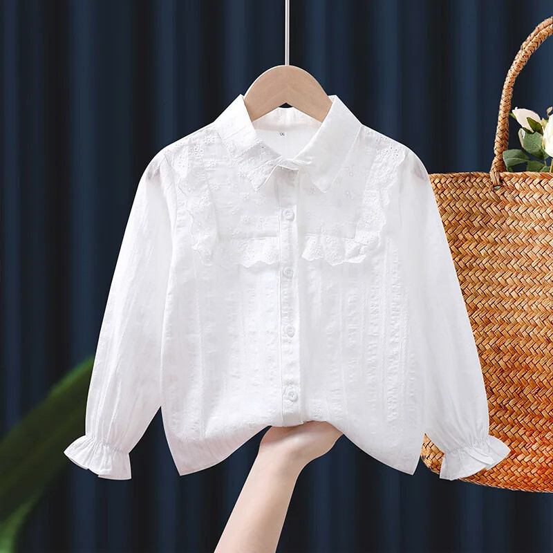 2024 m. Nauji grynos medvilnės moteriški marškinėliai kūdikiams ilgomis rankovėmis, lengvi vasariniai striukė Tarpvalstybinės prekybos vaikiški drabužiai