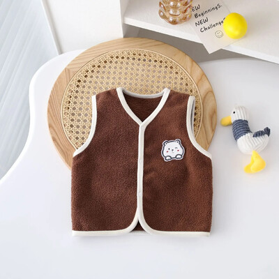 Vaikiški pavasariniai viršutiniai drabužiai Liemenė Vaikiška liemenė berniukui Mergaitei Storas aksominis pamušalas Šilti švarkai Liemenė kūdikiui rudeniniai pliušiniai drabužiai