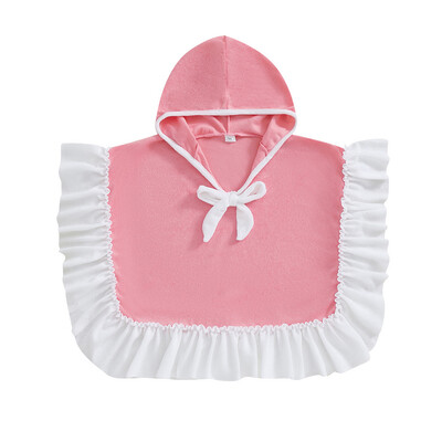 Cathery bamblys mergaičių rankšluosčiai su gobtuvu, kontrastingos spalvos lankai, raukiniai, laisvai prigludę, laisvalaikio paplūdimio chalatai, uždengti miegui skirti drabužiai, 2025 m.