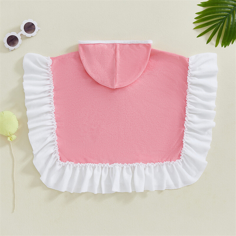 Cathery bamblys mergaičių rankšluosčiai su gobtuvu, kontrastingos spalvos lankai, raukiniai, laisvai prigludę, laisvalaikio paplūdimio chalatai, uždengti miegui skirti drabužiai, 2025 m.