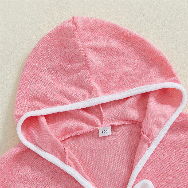 Cathery bamblys mergaičių rankšluosčiai su gobtuvu, kontrastingos spalvos lankai, raukiniai, laisvai prigludę, laisvalaikio paplūdimio chalatai, uždengti miegui skirti drabužiai, 2025 m.