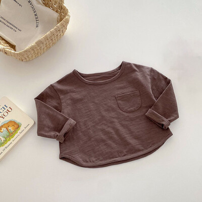 2024. ősz 0-5 éves gyerekeknek csecsemő blúz Baba aranyos pamut tömör alsóing lányok medve felsőruházat alsó ing fiúknak felsők blúz