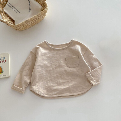 2024. ősz 0-5 éves gyerekeknek csecsemő blúz Baba aranyos pamut tömör alsóing lányok medve felsőruházat alsó ing fiúknak felsők blúz