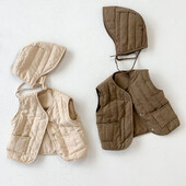 Korėjos kūdikių liemenės skrybėlių rinkinys rudens pavasario vaikiškas liemenė mergaitėms berniukams striukės vaikams Viršutiniai drabužiai paltai kūdikių drabužiai kūdikiams