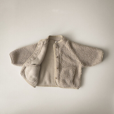 5125 Korejas bērnu apģērbs 2024 Ziemas zēniem un meitenēm Tīras krāsas jēra vilnas mētelis un samta polsterētas jakas