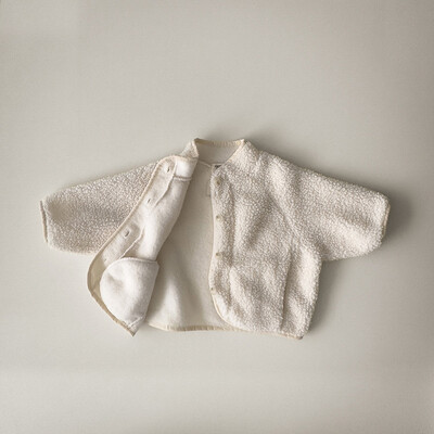 5125 Korejas bērnu apģērbs 2024 Ziemas zēniem un meitenēm Tīras krāsas jēra vilnas mētelis un samta polsterētas jakas