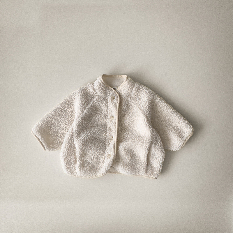 5125 Korejas bērnu apģērbs 2024 Ziemas zēniem un meitenēm Tīras krāsas jēra vilnas mētelis un samta polsterētas jakas