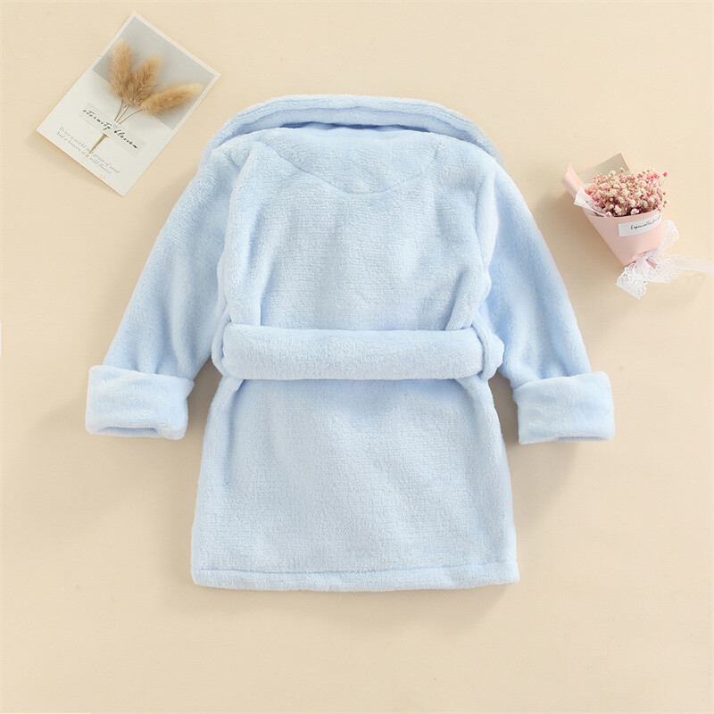 0-6Y kūdikių pliušinis chalatas miegui berniukų mergaičių rudens žieminiai drabužiai ilgomis rankovėmis prisegamas diržu chalatas mažiems vaikams pižamos