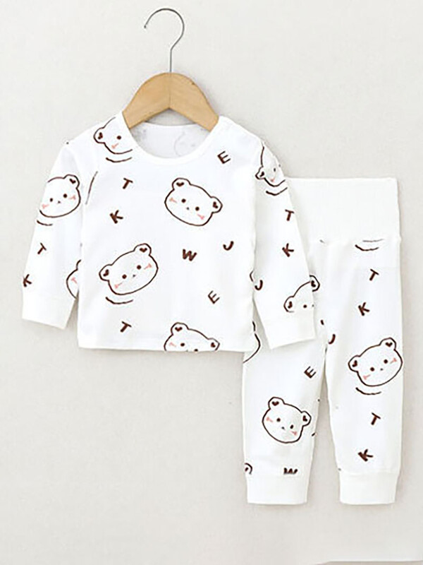 Kūdikių drabužių rinkinys 2024 m. rudens Naujas vaikiškas miego kostiumas 0-4 Y animacinių filmų spausdinta mergaičių pižama berniukams aukštu juosmeniu namų drabužiai 2 vnt.