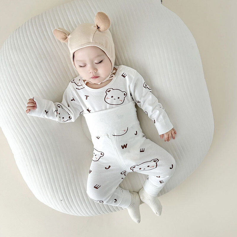 Kūdikių drabužių rinkinys 2024 m. rudens Naujas vaikiškas miego kostiumas 0-4 Y animacinių filmų spausdinta mergaičių pižama berniukams aukštu juosmeniu namų drabužiai 2 vnt.