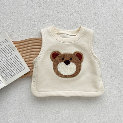 Rudens kūdikių mergaičių berniukų drabužiai Medvilniniai meškiukai triušio piešiniai kūdikiams be rankovių 0–2 metų liemenė