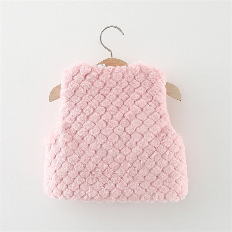 Žiemos mažylio pliušinis paltukas mergaitei kūdikių lankelis, vienspalvis, laisvas ir universalus lauko dirbtinio kailio dėklas