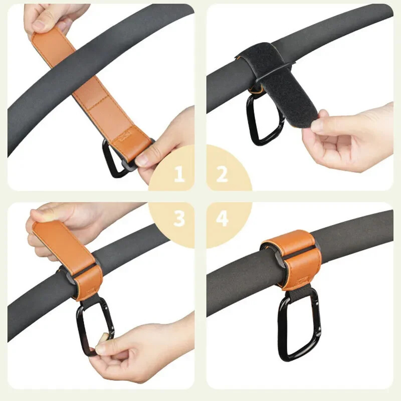 1/2 vnt Kūdikių vežimėlio kabliukai, spaustukai PU odinis pasukamas vežimėlis, vežimėlis kabliukas, 360 laipsnių kampu besisukantis vežimėlio priedai