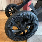 2 gab. Bērnu ratiņu riteņa pārsegs Putekļu necaurlaidīgs riepu aizsargs zīdaiņu ratiņu ratu pretnetīrumiem Oksfordas auduma futrāļa ratu piederumi