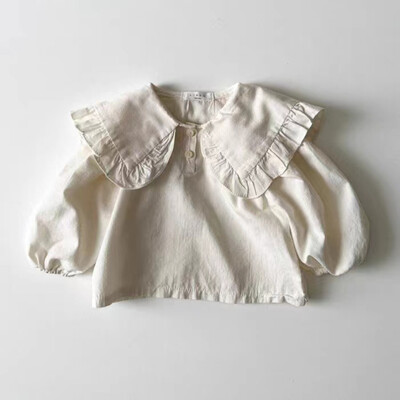 Rudens naujos mergaitės, dideli atvartai ilgomis rankovėmis, medvilniniai, vaikiški, kieti, miela, kūdikių bamblys laisvalaikio universali megztinė