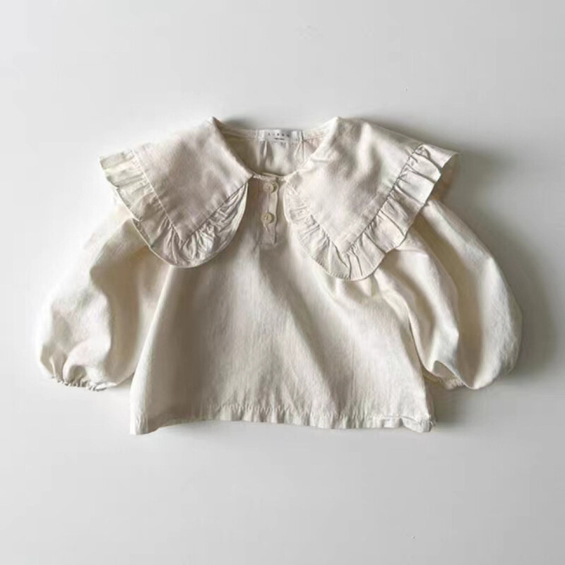 Rudens naujos mergaitės, dideli atvartai ilgomis rankovėmis, medvilniniai, vaikiški, kieti, miela, kūdikių bamblys laisvalaikio universali megztinė