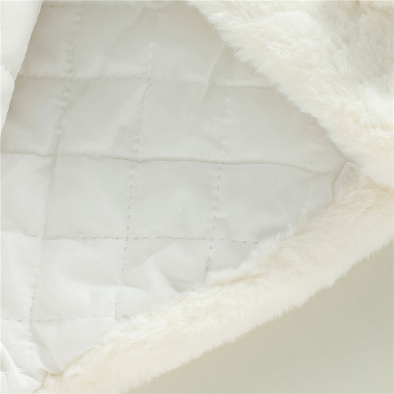 0–18 mėnesių žieminė striukė mergaitei, vienspalvė, platus atvartas, ilgomis rankovėmis, kailinis mergaitei, papuoštas perlais, sniego dėvėjimo apsiaustas