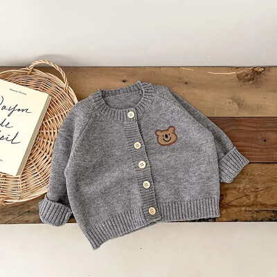 Cute Bear Knit Baby Girl Mētelis Bērnu trikotāžas jaciņa ar garām piedurknēm Top Bērnu Džemperis Āra Apģērbs Bērnu Apģērbs New Born