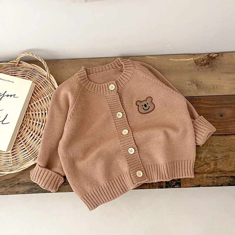 Cute Bear Knit Baby Girl Mētelis Bērnu trikotāžas jaciņa ar garām piedurknēm Top Bērnu Džemperis Āra Apģērbs Bērnu Apģērbs New Born