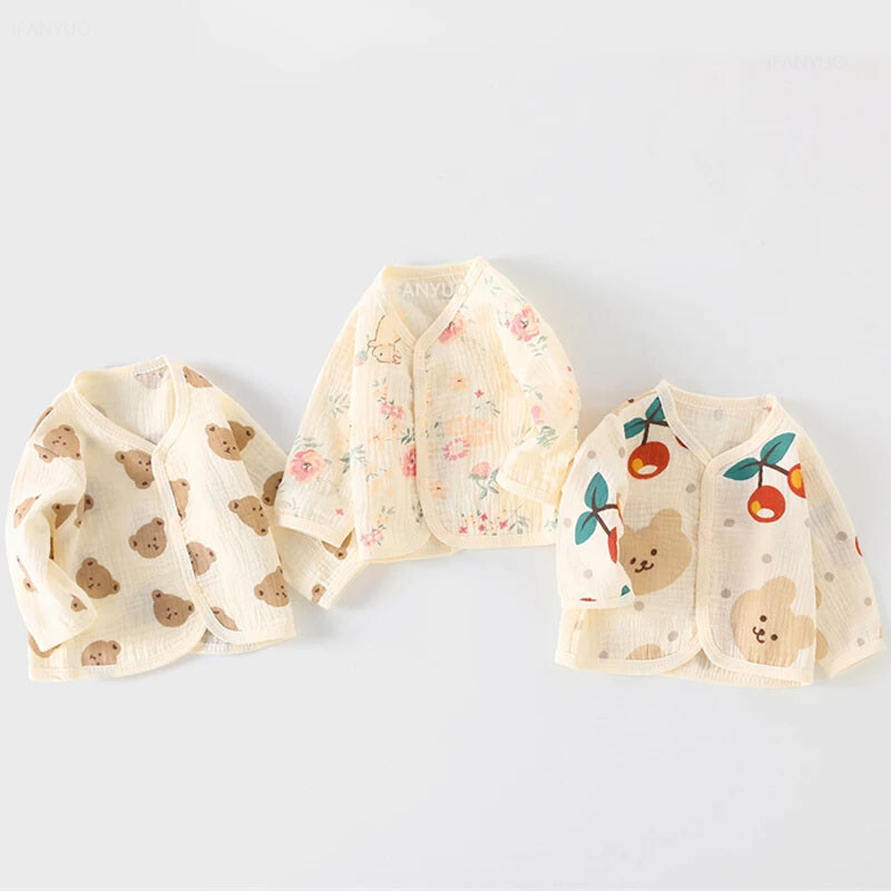 Jauns multfilmu bērnu sauļošanās apģērbs Vasaras plānas tīras kokvilnas jaundzimušo gaisa kondicionētājs Virsdrēbes zēniem meitenēm Bērnu jaciņa virskārtas