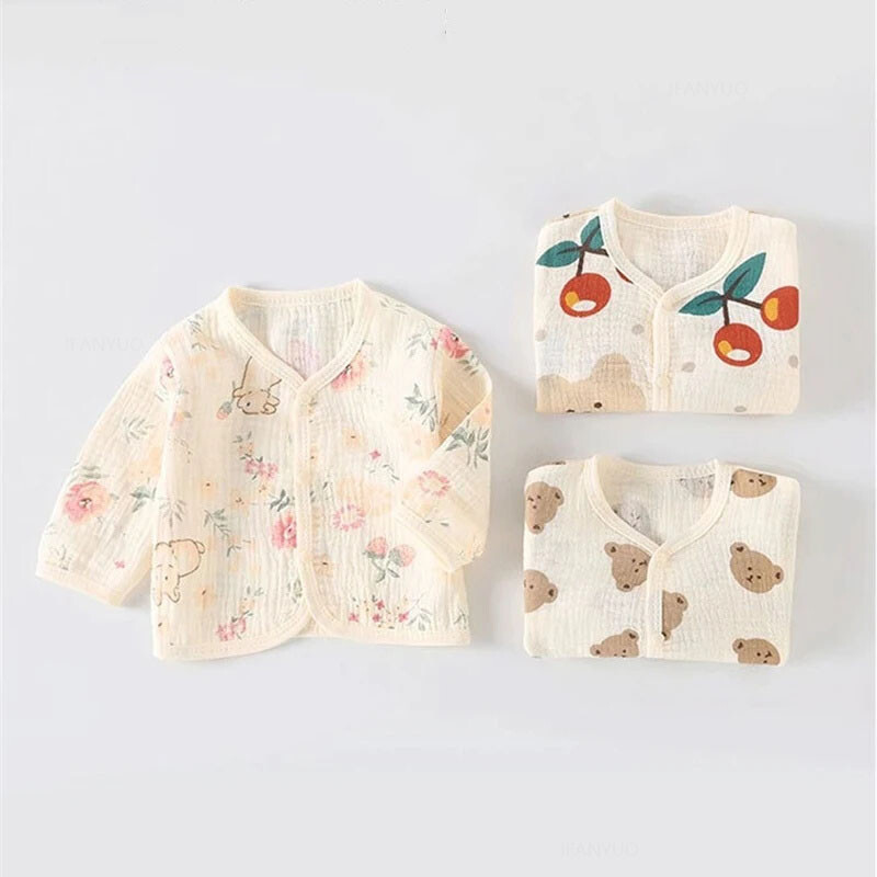 Jauns multfilmu bērnu sauļošanās apģērbs Vasaras plānas tīras kokvilnas jaundzimušo gaisa kondicionētājs Virsdrēbes zēniem meitenēm Bērnu jaciņa virskārtas