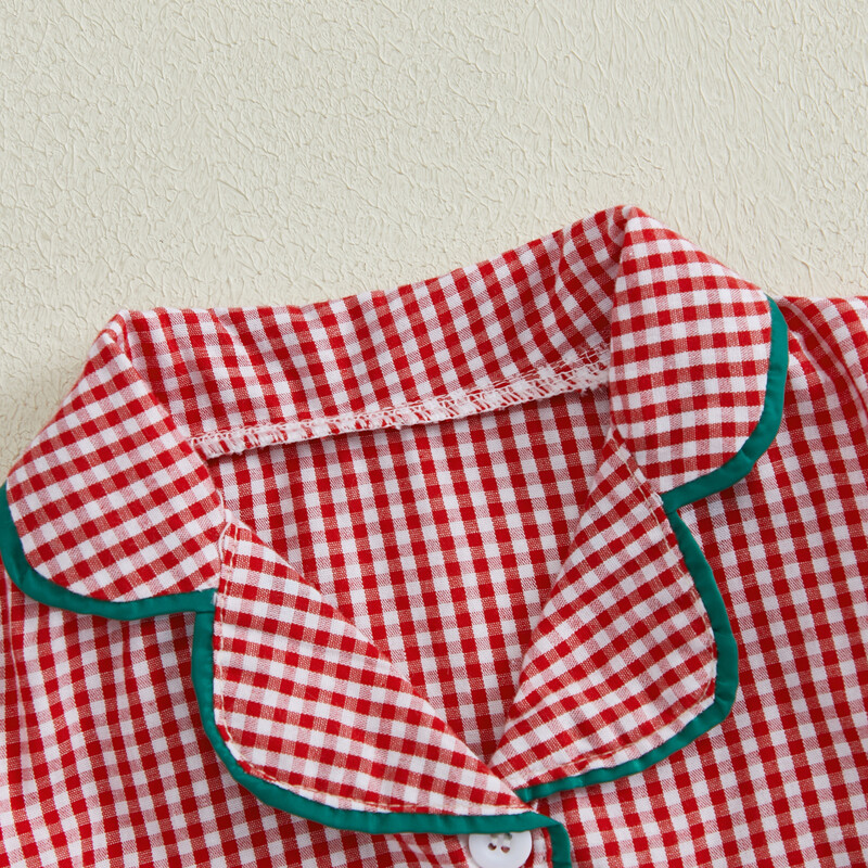 Toddler Baby Girl 2gab pidžamu komplekti ar garām piedurknēm rūtaini apdruku guļamveļa bērnu kreklu bikšu komplekts 2gab bērnu apģērbu pidžamas