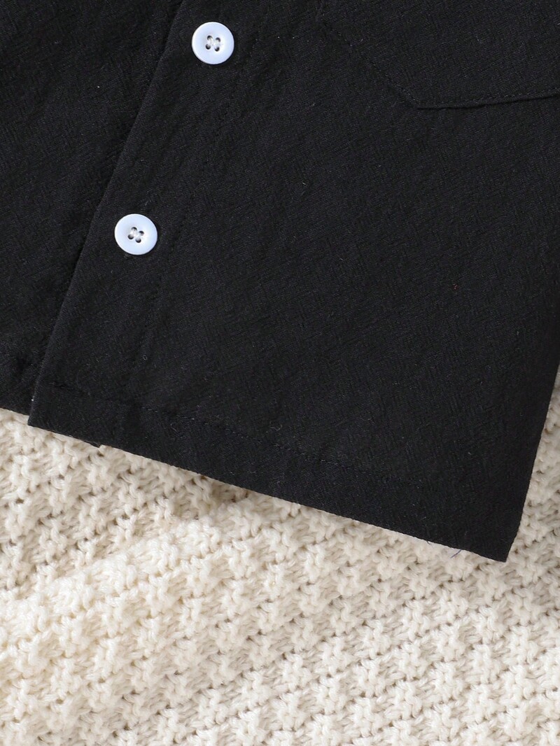 Rudens mazuļa zēnu ikdienas vienkāršs, melns krekls ar garām piedurknēm mētelis ar maziem dinozauru izšuvumiem kokvilnas ārējā apģērba krekls DX0384