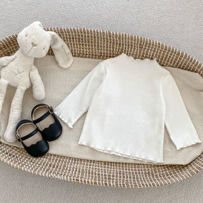 Rudens vaikiškas raukinis ilgomis rankovėmis marškinėliai berniukui, kūdikiui, solidūs laisvalaikio apatiniai marškinėliai mergaitei kūdikiams gėlėmis puošti viršutiniai marškinėliai vaikiški madingi marškinėliai