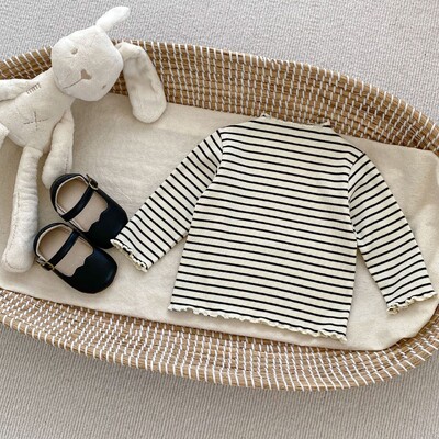 Rudens vaikiškas raukinis ilgomis rankovėmis marškinėliai berniukui, kūdikiui, solidūs laisvalaikio apatiniai marškinėliai mergaitei kūdikiams gėlėmis puošti viršutiniai marškinėliai vaikiški madingi marškinėliai