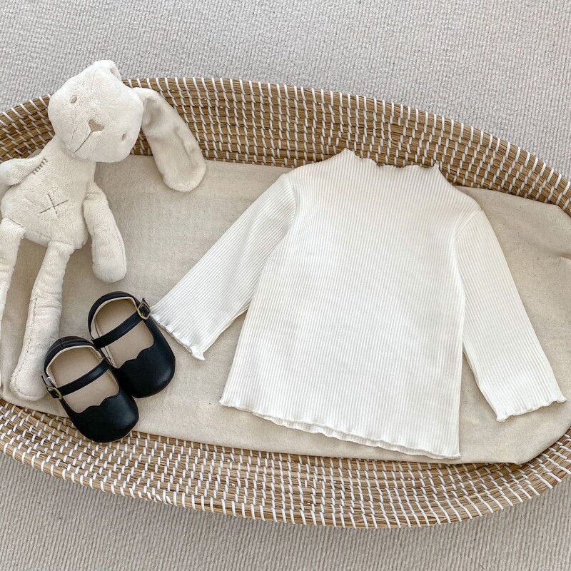 Rudens vaikiškas raukinis ilgomis rankovėmis marškinėliai berniukui, kūdikiui, solidūs laisvalaikio apatiniai marškinėliai mergaitei kūdikiams gėlėmis puošti viršutiniai marškinėliai vaikiški madingi marškinėliai