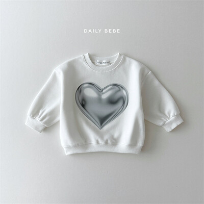 2025 m. pavasaris, nauja, kūdikių mergaičių megztiniai ilgomis rankovėmis, širdelės, medvilniniai, madingi, vaikiški, laisvalaikio megztiniai, vaikiški drabužiai