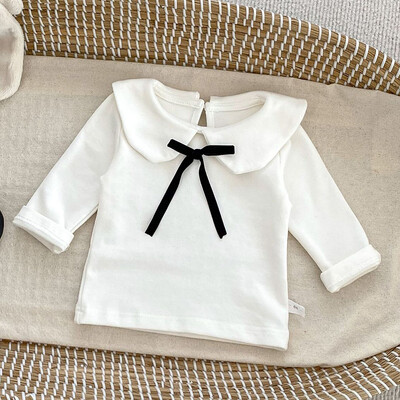 MILANCEL 2024 Jauna rudens blūze meitenēm 0-3 G Zīdaiņu, gudrs bantītis Peter Pan apkakles apakšējais krekls Toddler ar garām piedurknēm.