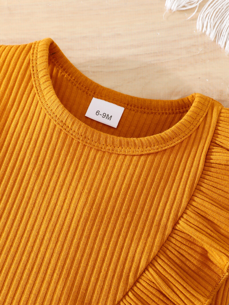 Divatos kislány nyári kerek nyakú, egyrészes, aranyos fából készült ruha fülszegéllyel