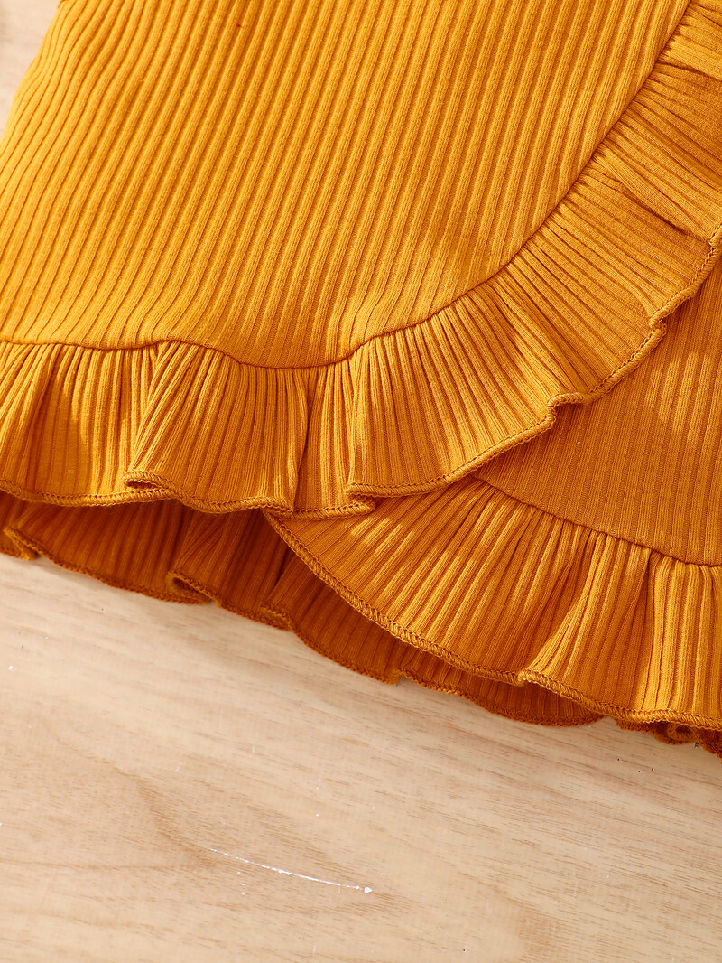 Divatos kislány nyári kerek nyakú, egyrészes, aranyos fából készült ruha fülszegéllyel