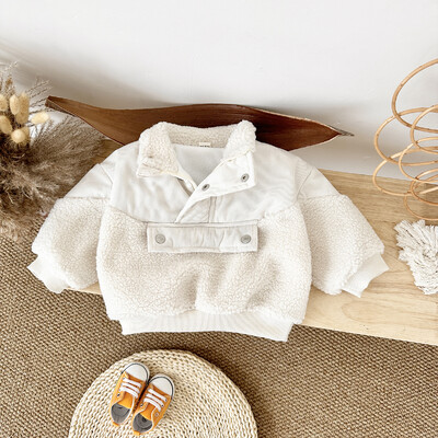 Koreai baba pamut kabát fiú lányok pulóver egyszínű cipzáras felső vastag gyerek gyapjú polár dzsekik gyermekruhák felsőkabátok