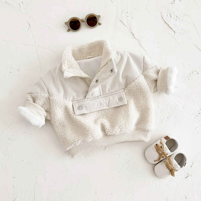 Koreai baba pamut kabát fiú lányok pulóver egyszínű cipzáras felső vastag gyerek gyapjú polár dzsekik gyermekruhák felsőkabátok