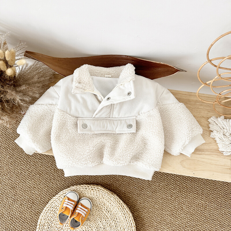 Koreai baba pamut kabát fiú lányok pulóver egyszínű cipzáras felső vastag gyerek gyapjú polár dzsekik gyermekruhák felsőkabátok