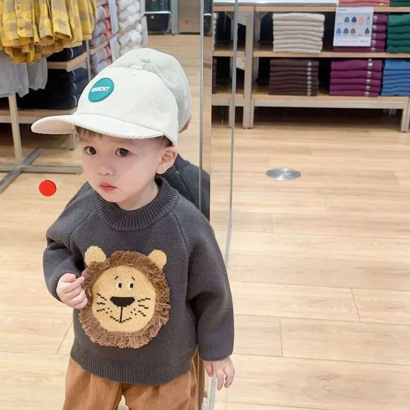 아기옷 2023 téli babaruha fiú pulóver pulóver baba rajzfilm oroszlán kötött felső lány meleg sokoldalú pulóver kisfiú ruha セーター