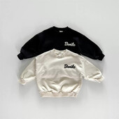 2025. gada pavasaris, jauns zīdaiņu džemperis ar garām piedurknēm ar burtiem, kokvilnas zīdaiņu zēnu, vienkārši, daudzpusīgi džemperi, topi mazuļu meiteņu ikdienas apģērbi