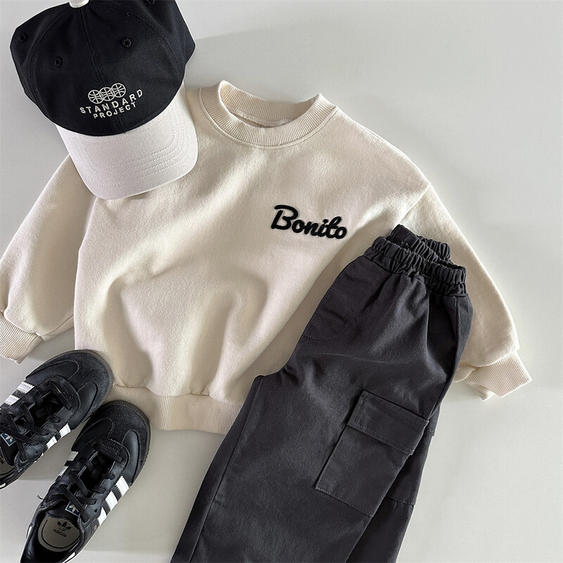 2025. gada pavasaris, jauns zīdaiņu džemperis ar garām piedurknēm ar burtiem, kokvilnas zīdaiņu zēnu, vienkārši, daudzpusīgi džemperi, topi mazuļu meiteņu ikdienas apģērbi