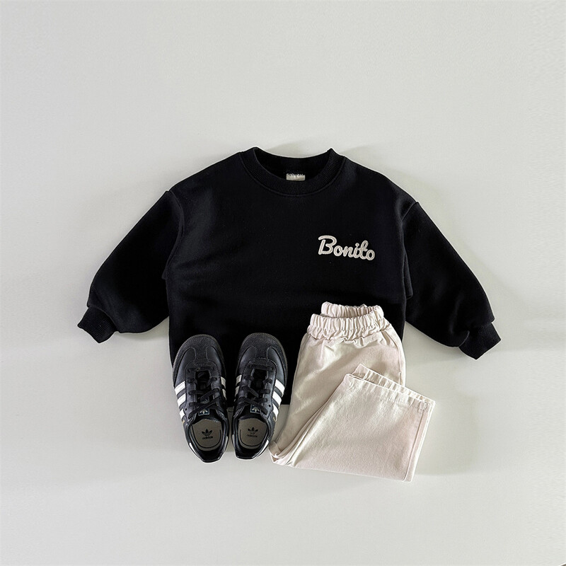 2025. gada pavasaris, jauns zīdaiņu džemperis ar garām piedurknēm ar burtiem, kokvilnas zīdaiņu zēnu, vienkārši, daudzpusīgi džemperi, topi mazuļu meiteņu ikdienas apģērbi