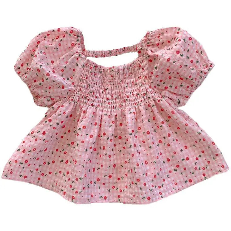 Stilinga moteriška marškinėlių suknelė kūdikiams, 2024 m. vasaros naujovė, trumpomis rankovėmis vaikiški drabužiai Madingi korėjietiško stiliaus viršutiniai drabužiai kūdikiams